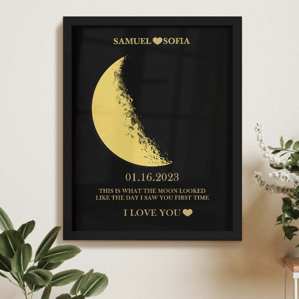 Cadre De Phase De Lune Personnalisé, Décor Mural De Phase De Lune, Cadre D'art En Bois Imprimé Lunaire Avec Votre Texte - VisageChaussettes