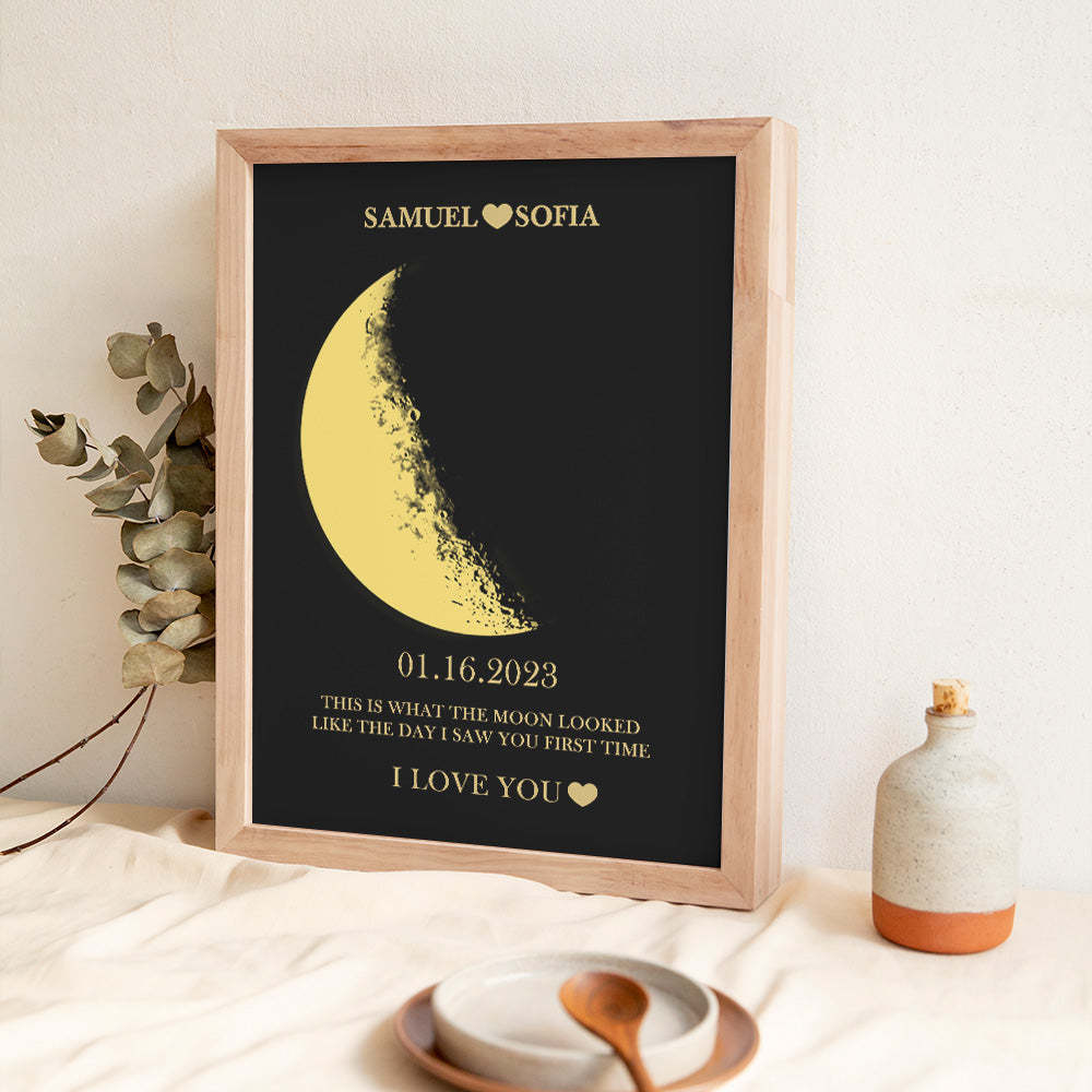 Cadre De Phase De Lune Personnalisé Phase Lunaire Personnalisée Date Spéciale Décor Phases De Lune Art Mural - VisageChaussettes