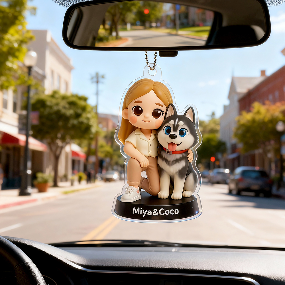 Porte-manteau De Voiture Personnalisé En Acrylique - Cadeaux Amusants Pour Immortaliser Les Moments Tendres Avec Votre Animal De Compagnie - Cadeau Personnalisé Pour Les Amoureux Des Animaux - MyFaceSocksFR