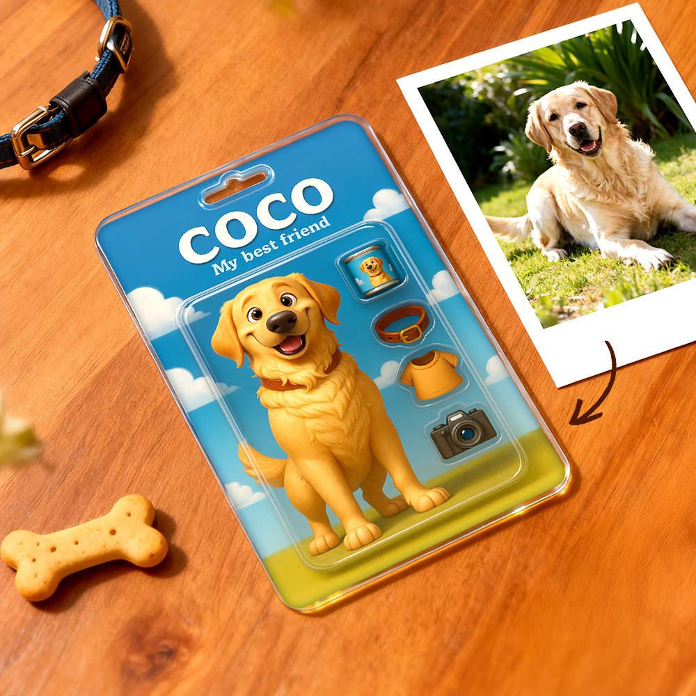 Coffret Cadeau Personnalisé Pour Figurine Articulée, Style Boîte À Jouets, Avec Support Mural En Acrylique Imprimé En 2d. Design Plat. - MyFaceSocksFR