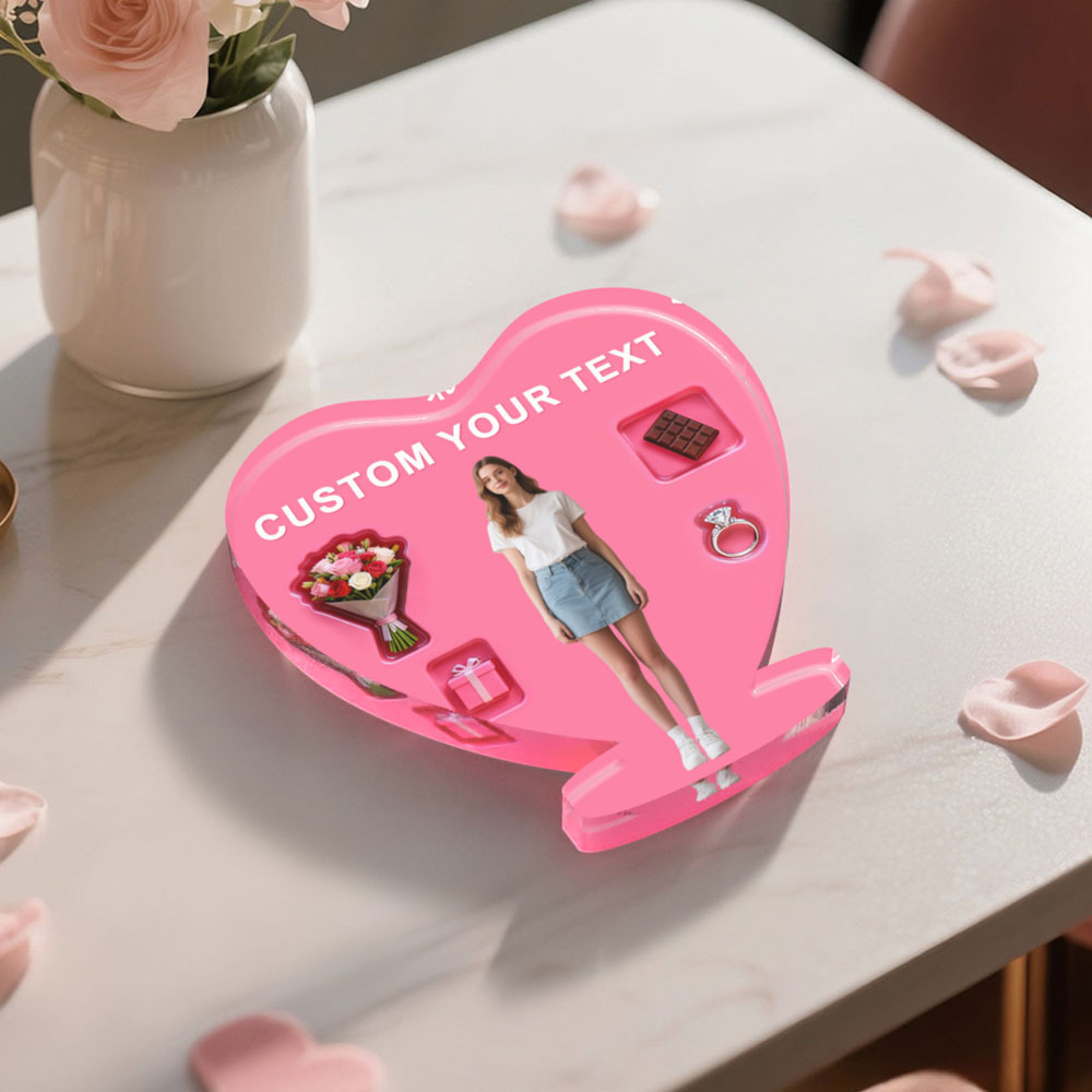 Ornement En Forme De Cœur Personnalisé Avec Photo De Couple Et Texte - Cadeau D'anniversaire - MyFaceSocksFR