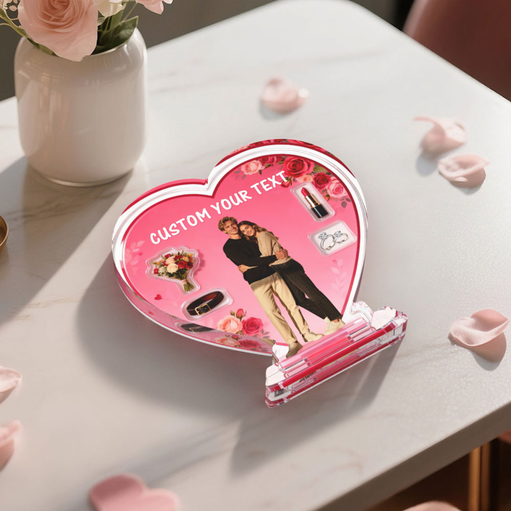 Ornement Personnalisé En Forme De Cœur Rouge Avec Photo De Couple - Cadeau De Saint-valentin - MyFaceSocksFR