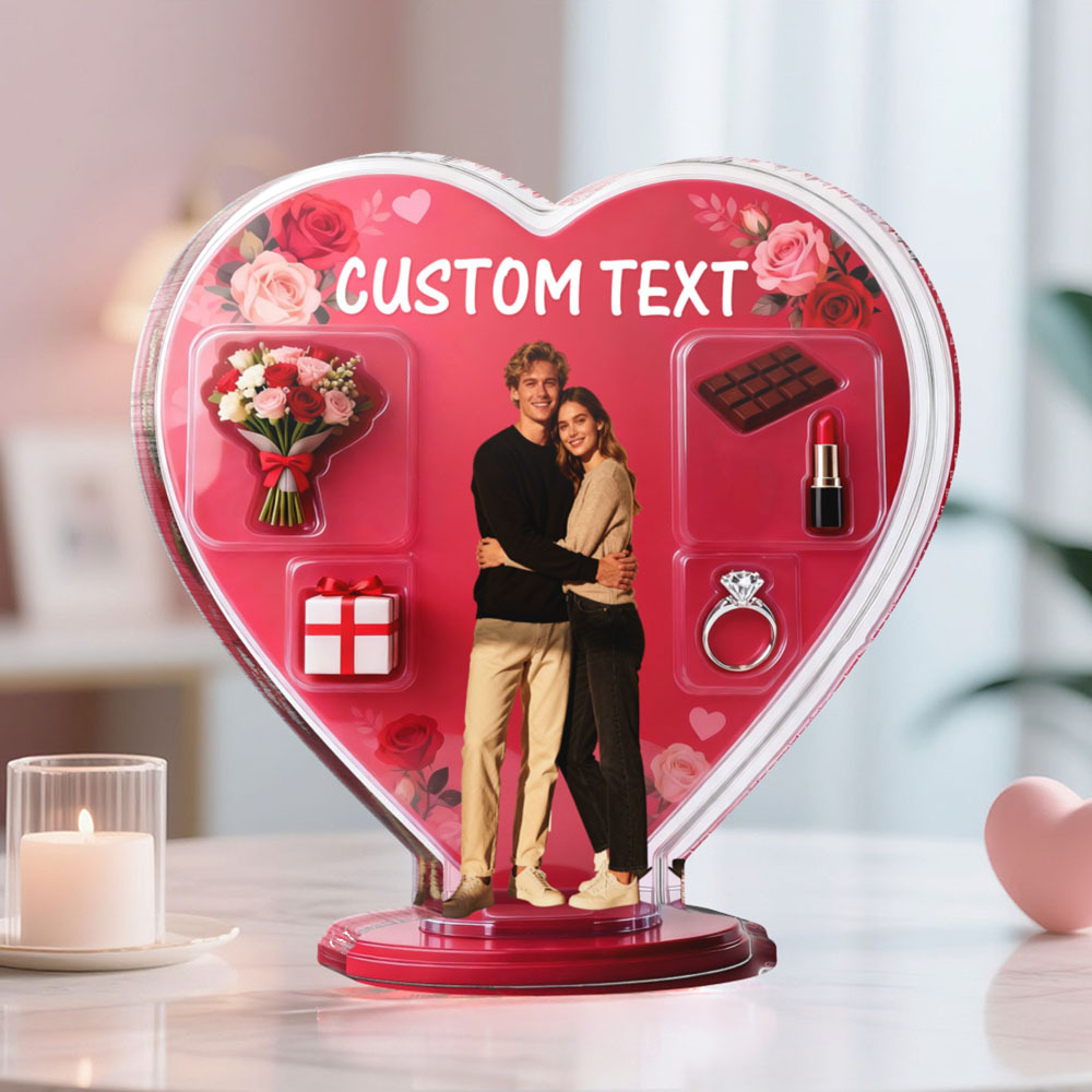 Ornement En Forme De Cœur Personnalisé Avec Photo De Couple Et Texte - Cadeau D'anniversaire - MyFaceSocksFR