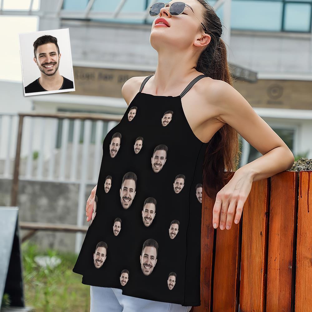 Camisoles À Lanières Pour Femmes Avec Visage Personnalisé Été Sexy Loose Cute Tanks Tops - Face - VisageChaussettes