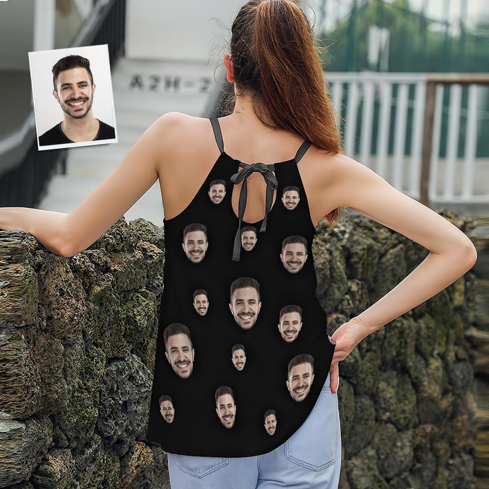Camisoles À Lanières Pour Femmes Avec Visage Personnalisé Été Sexy Loose Cute Tanks Tops - Face - VisageChaussettes