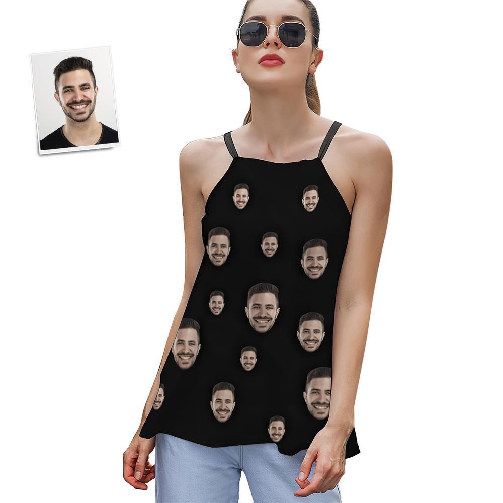 Camisoles À Lanières Pour Femmes Avec Visage Personnalisé Été Sexy Loose Cute Tanks Tops - Face - VisageChaussettes