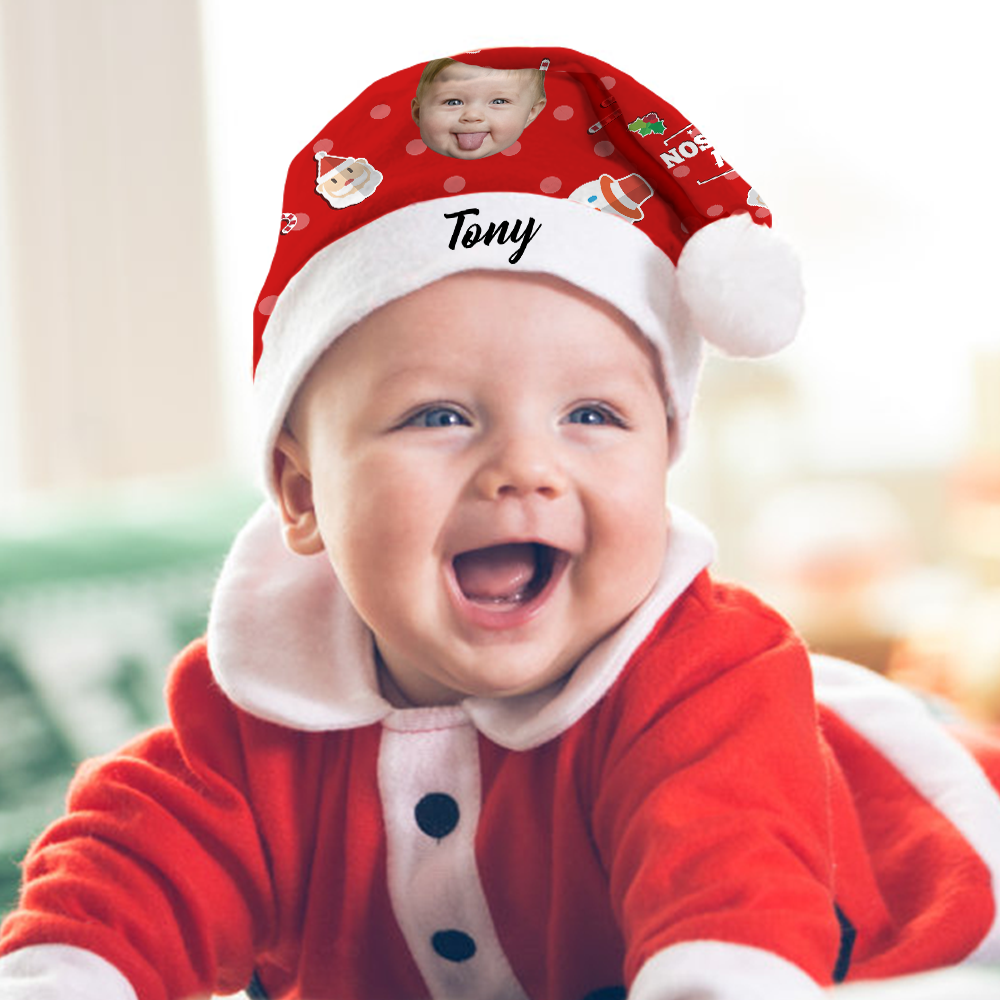 Plush Velvet My Face & Name Personalized Best GrandSon Santa Hat - For Man, Woman, Kid