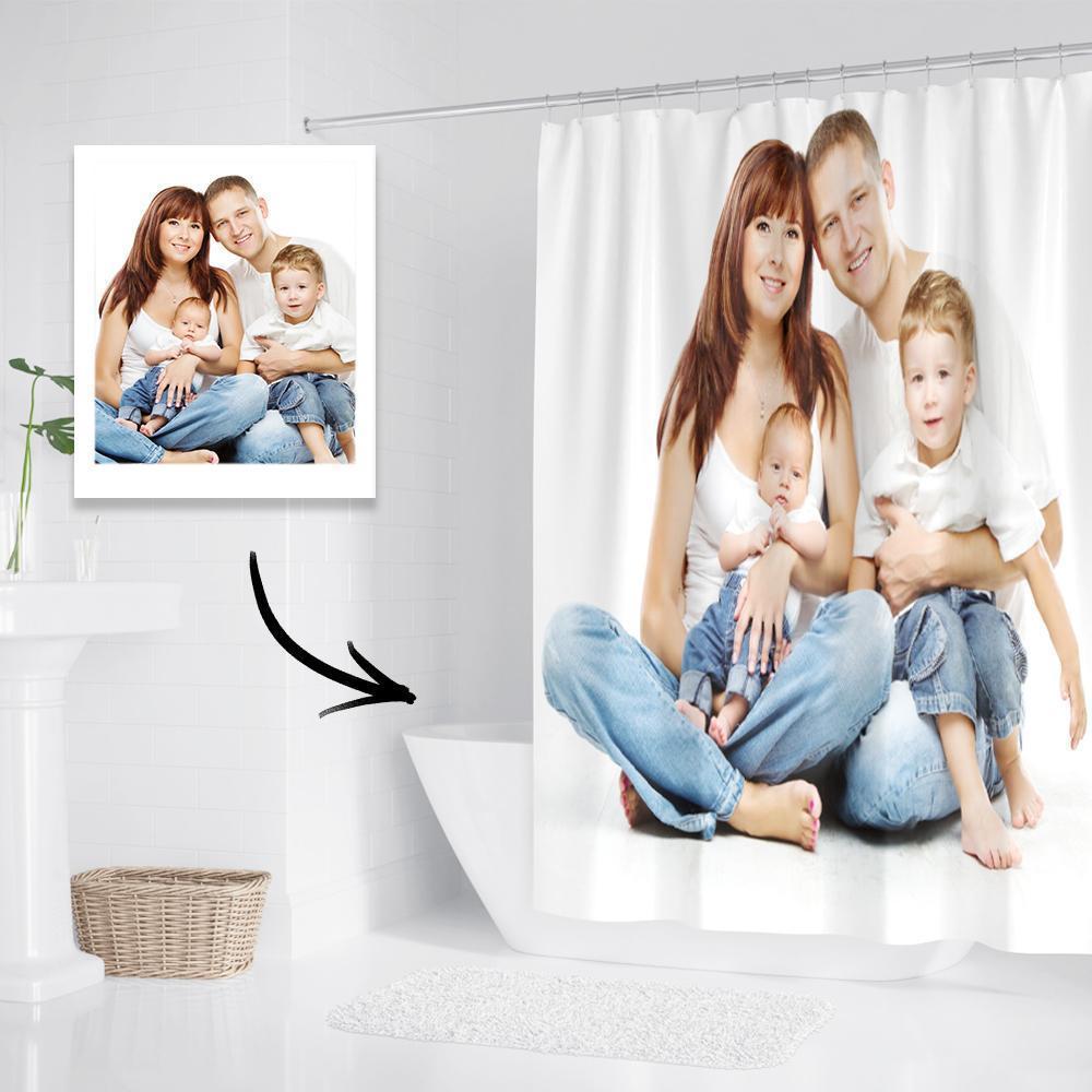 Rideau De Douche Photo Toile De Fond Personnalisée Polyester Imperméable - VisageChaussettes