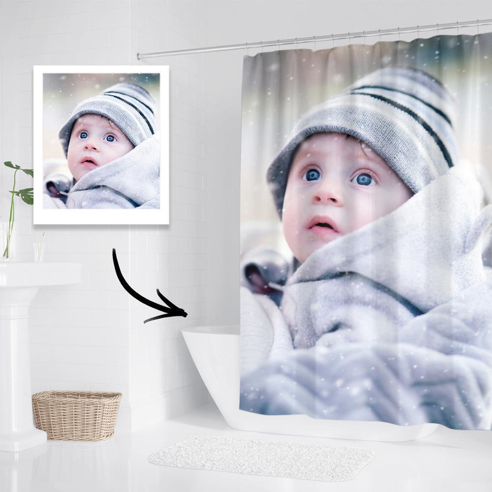 Rideau De Douche Personnalisé Décor De Salle De Bain Unique Bébé Mignon - VisageChaussettes