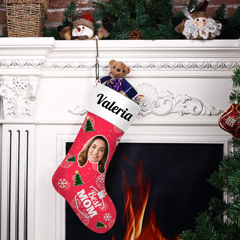 My Name & Face Personalized Best Mom Christmas Stockings - For Man, Woman, Kid