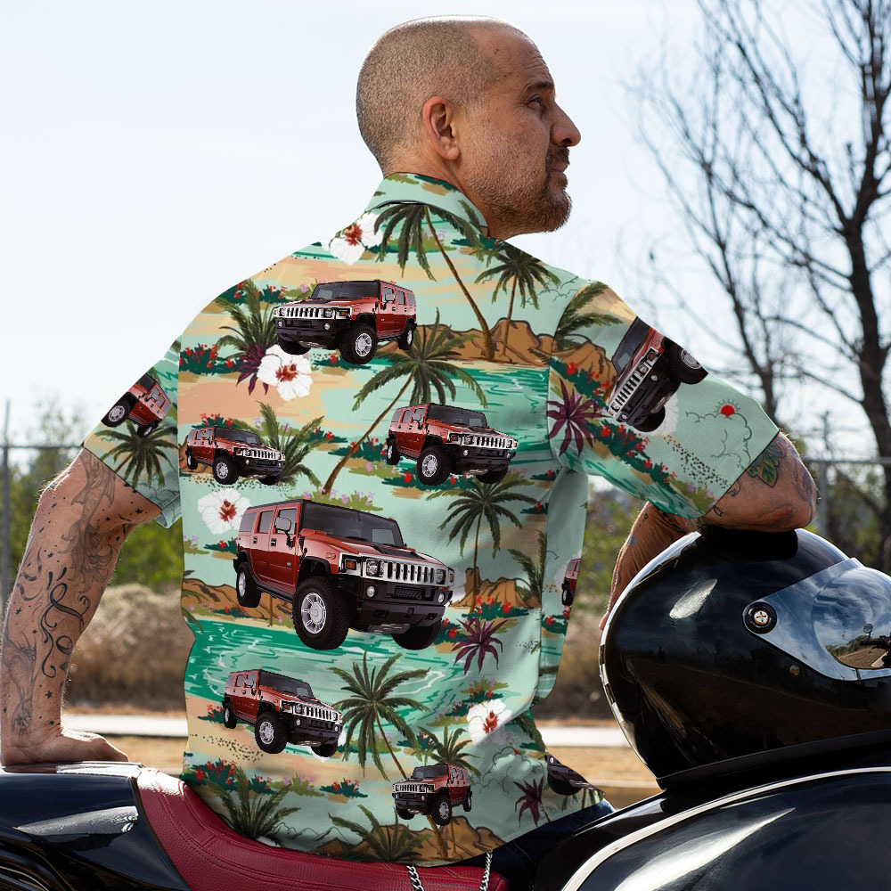 Chemise Hawaïenne Avec Visage Personnalisé, Feuilles Vertes D'été, Visage D'amant De Voiture, Chemise Hawaïenne - MyFaceSocksFR