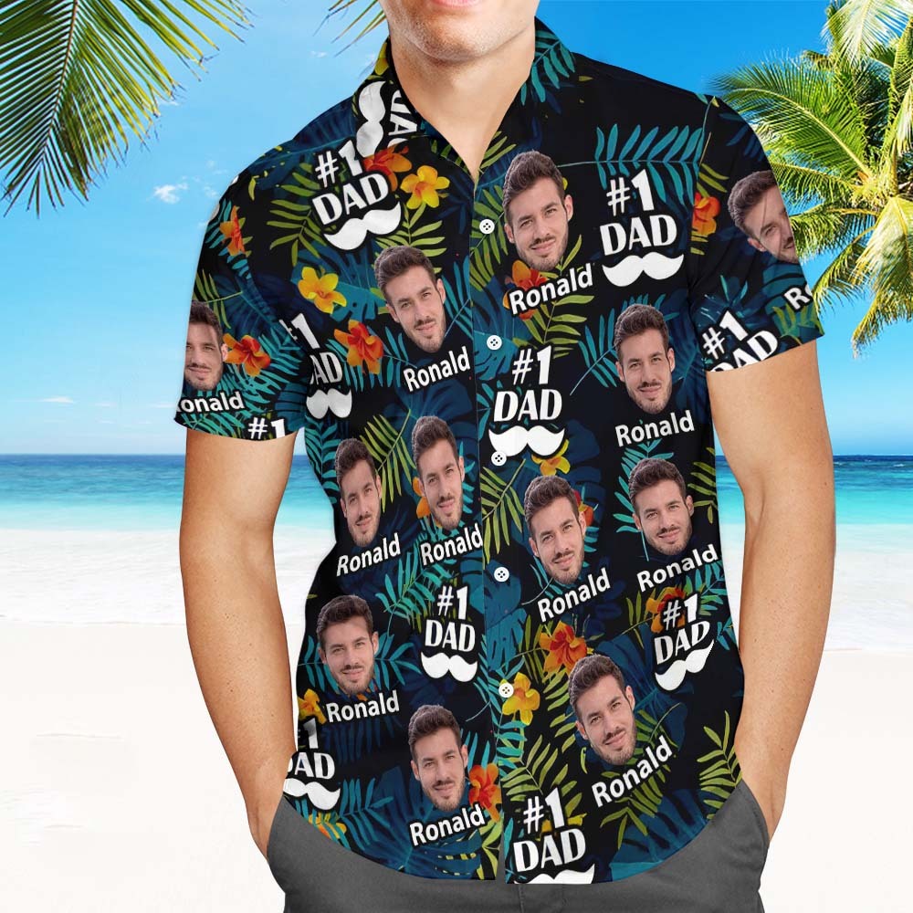 Photo Personnalisée You Are The Best Papa Ever - Chemise Aloha Hawaïenne Tropicale Unisexe Personnalisée Pour La Famille - Cadeau De Vacances D'été, Cadeau Pour Papa, Grand-père - MyFaceSocksFR