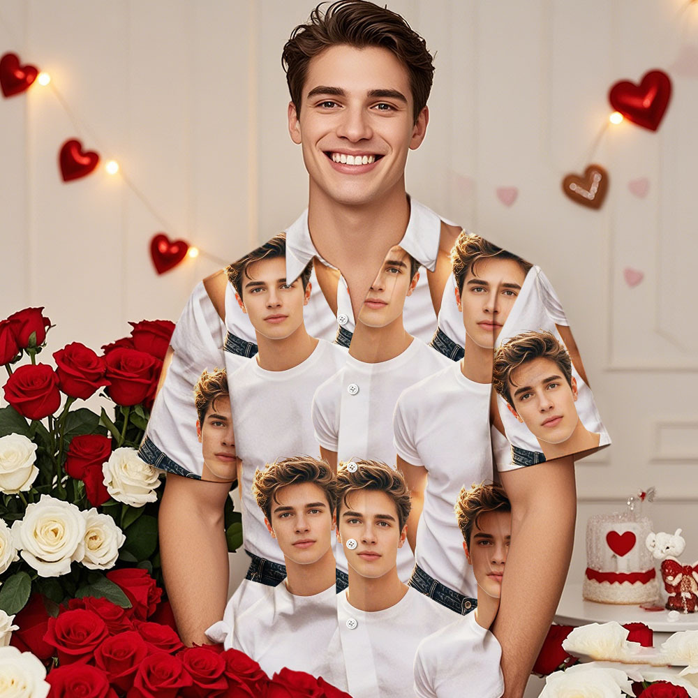 Photo Personnalisée Chemise Hawaïenne Photo Chemise Hawaïenne Cadeau Pour Couple - MyFaceSocksFR