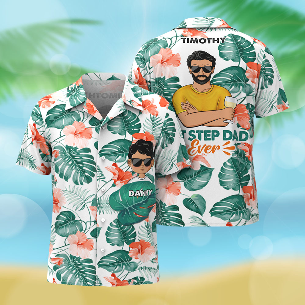 Chemise Hawaïenne Personnalisée Avec Dessin Animé, Cadeau D'anniversaire Idéal Pour Papa, Grand-père, Père, Grand-père, Cadeau Personnalisé Pour La Fête Des Pères - MyFaceSocksFR