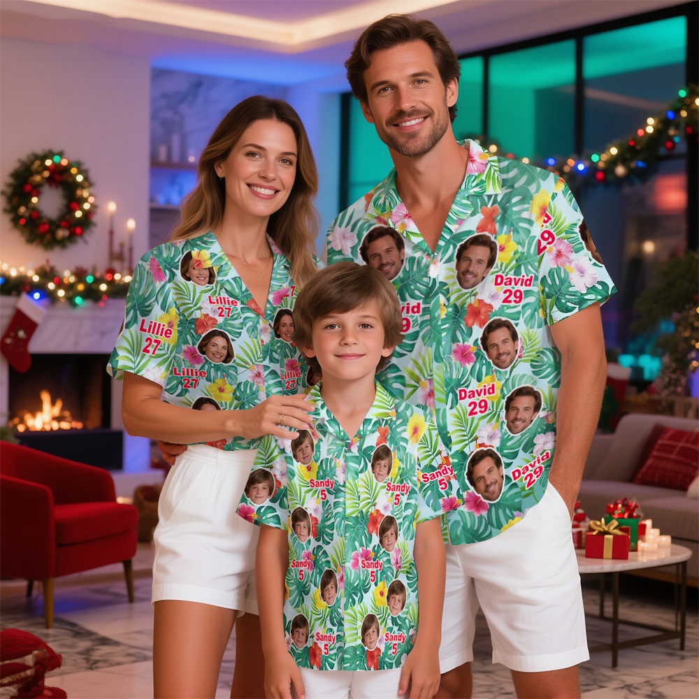 T-shirt Hawaïen Personnalisé Avec Photo Pour Femme - Cadeau D'anniversaire - MyFaceSocksFR