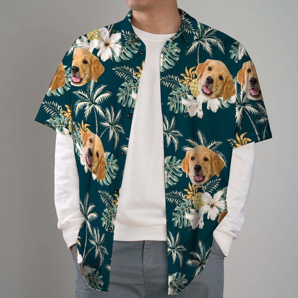 Chemises Hawaïennes Personnalisées Avec Visage D'animal De Compagnie Funky Vintage Chemise Hawaïenne Chemise Décontractée Pour Cadeau - VisageChaussettes