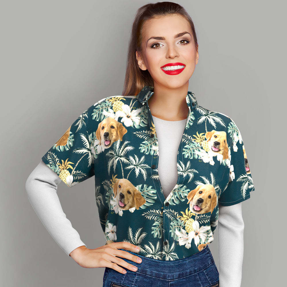 Chemises Hawaïennes Personnalisées Avec Visage D'animal De Compagnie Funky Vintage Chemise Hawaïenne Chemise Décontractée Pour Cadeau - VisageChaussettes