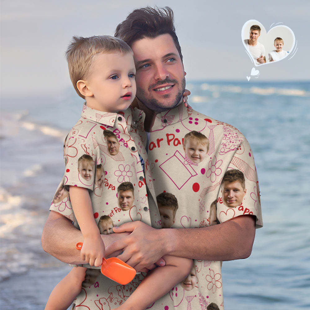 Chemise Hawaïenne Visage Personnalisée Chemise Fête Des Pères Assortie Cadeau Fête Des Pères - Sweet Papa - VisageChaussettes