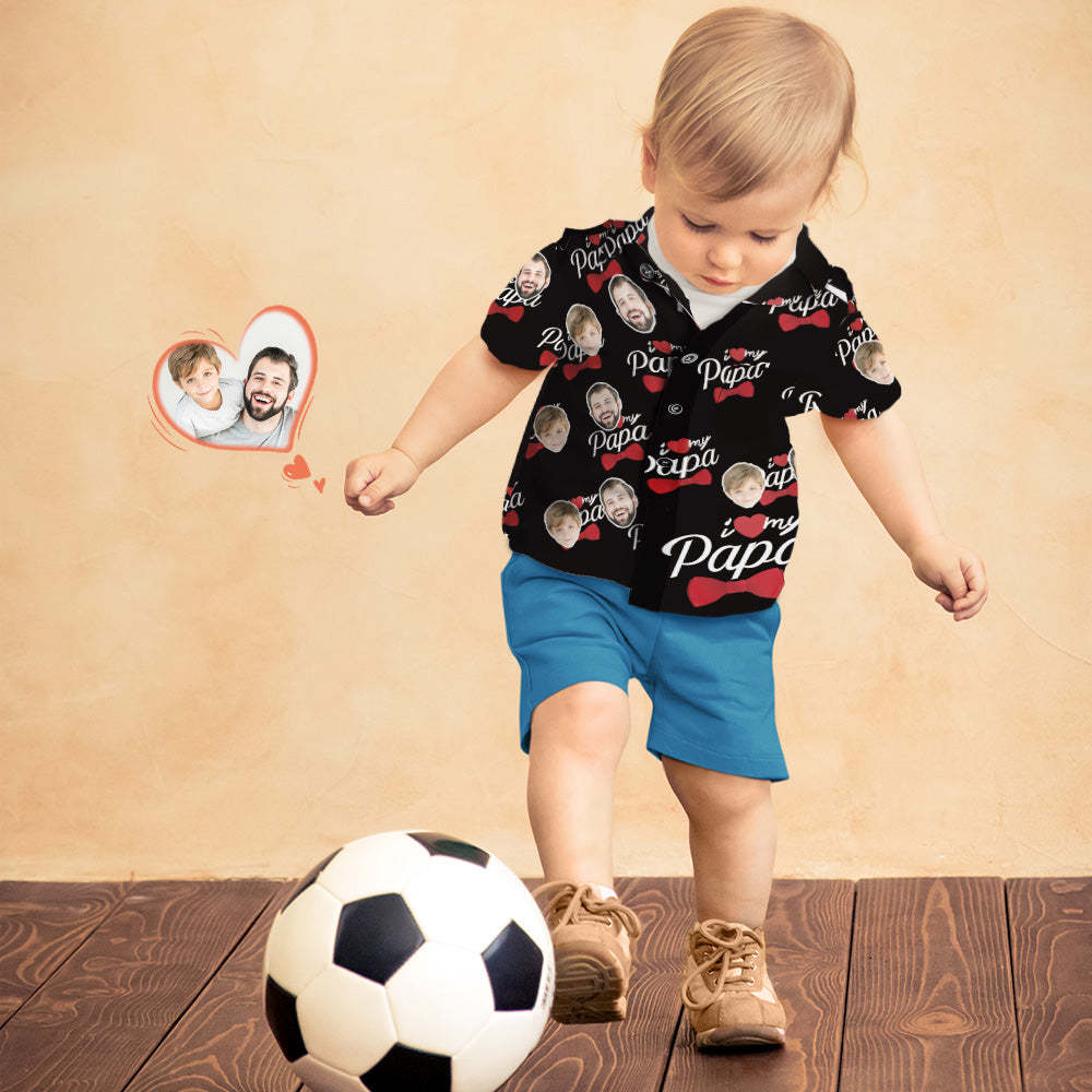 Chemise Hawaïenne Photo Personnalisée Visage Personnalisé Chemise Hawaïenne Cadeau Cadeau Fête Des Pères - I Love My Papa - VisageChaussettes