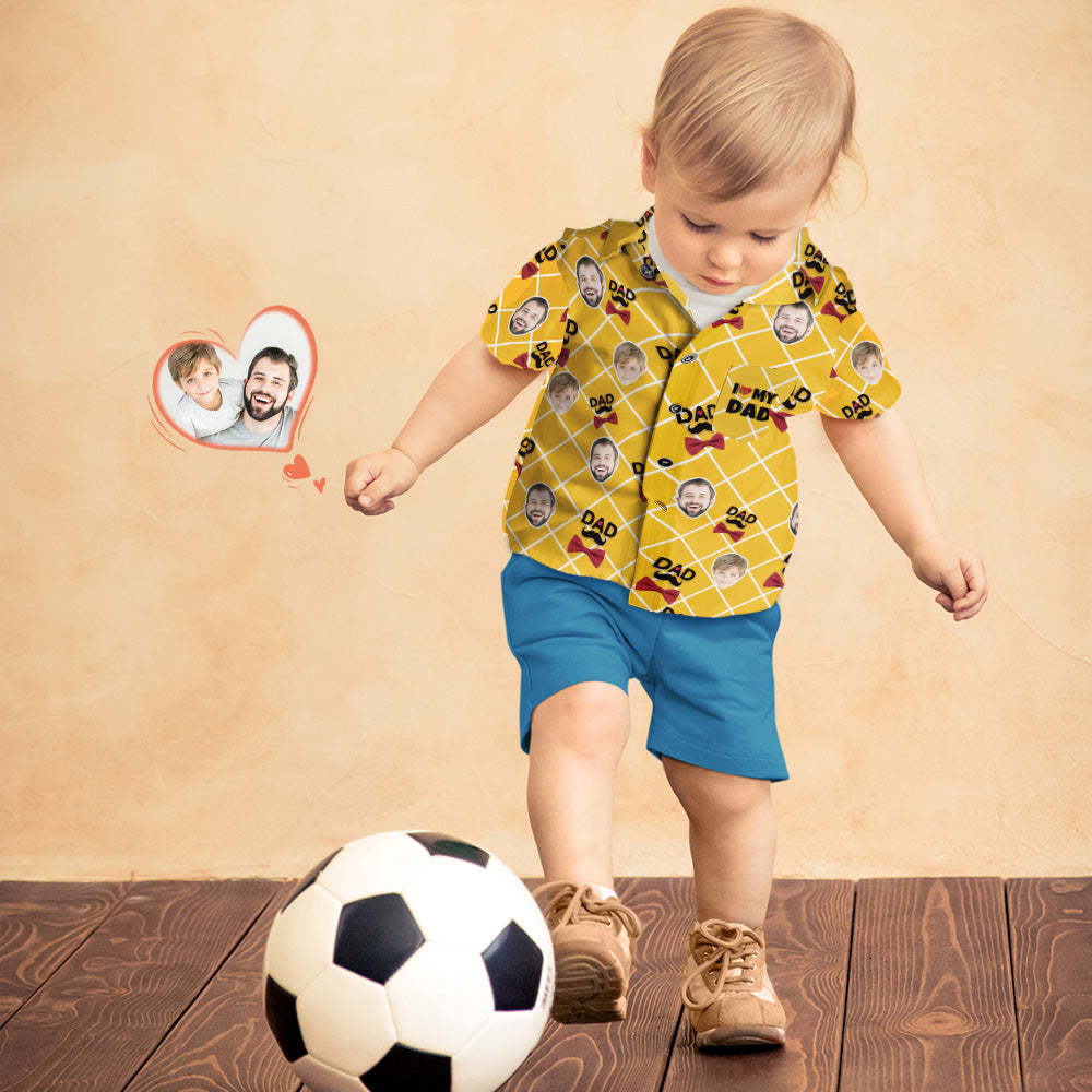 Chemise Hawaïenne Photo Personnalisée Visage Personnalisé Chemise Hawaïenne Cadeau Fête Des Pères - J'aime Mon Papa - VisageChaussettes