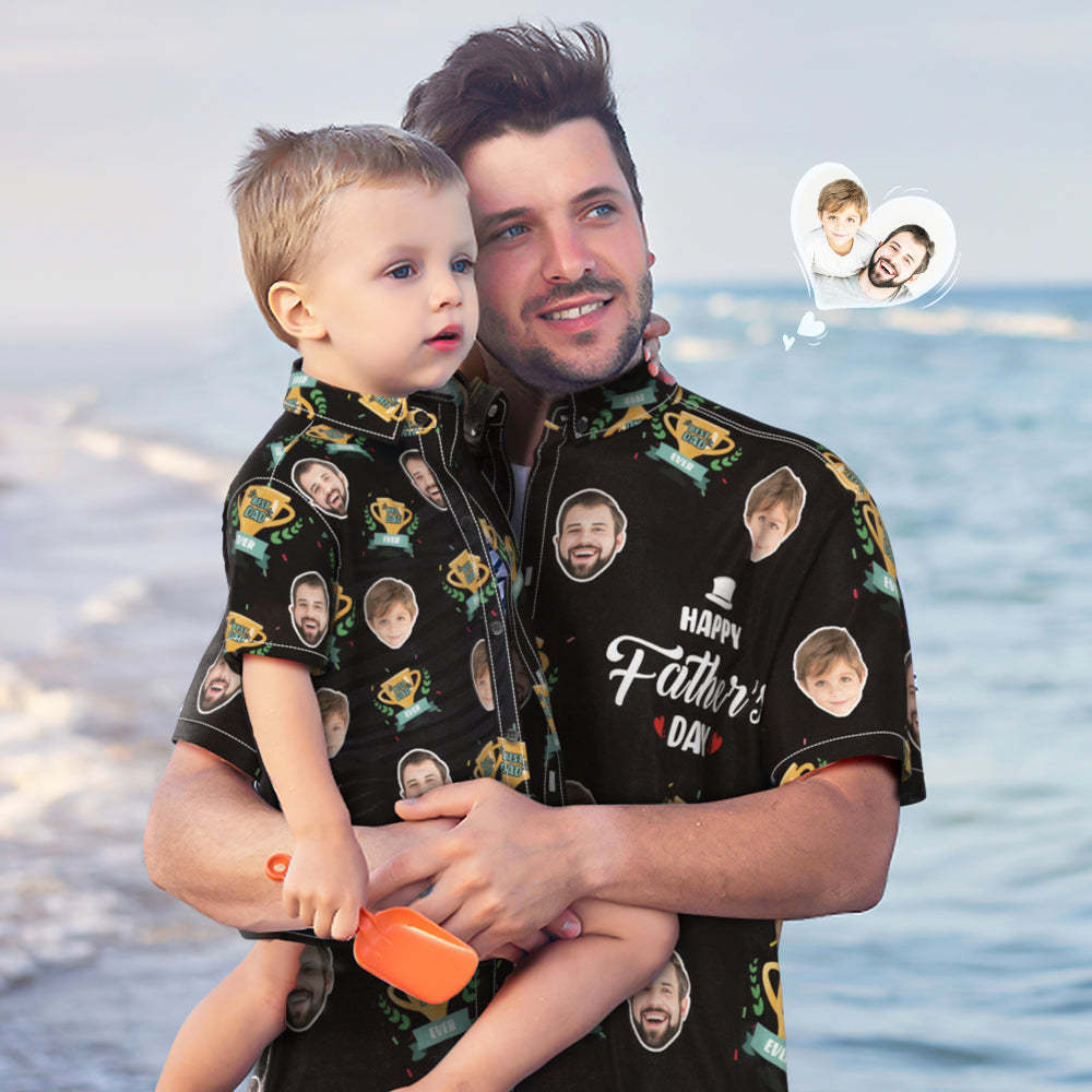 Chemise Hawaïenne Photo Personnalisée Visage Personnalisé Chemise Hawaïenne Cadeau Fête Des Pères - Meilleur Papa De Tous Les Temps - VisageChaussettes