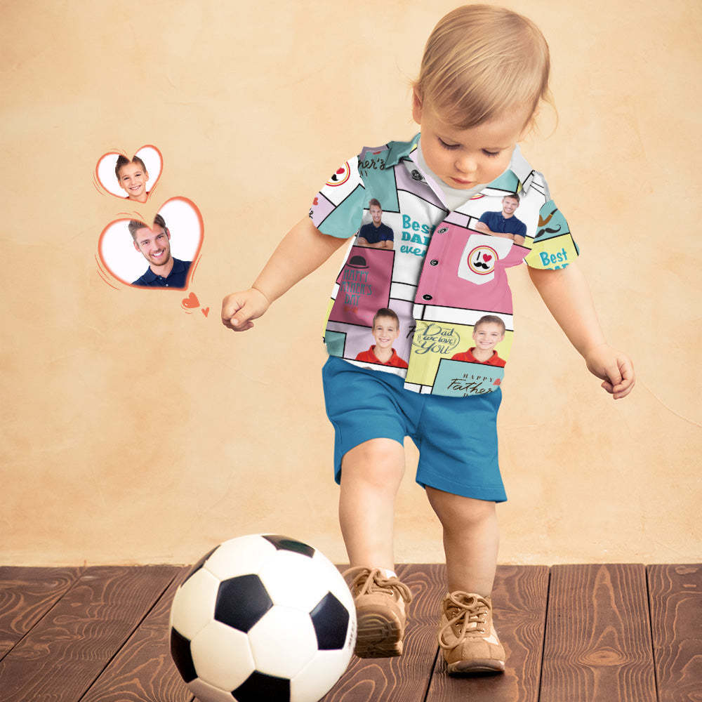 Chemise Hawaïenne Photo Personnalisée Chemise Hawaïenne Père Et Fils Personnalisée Cadeau Fête Des Pères - VisageChaussettes