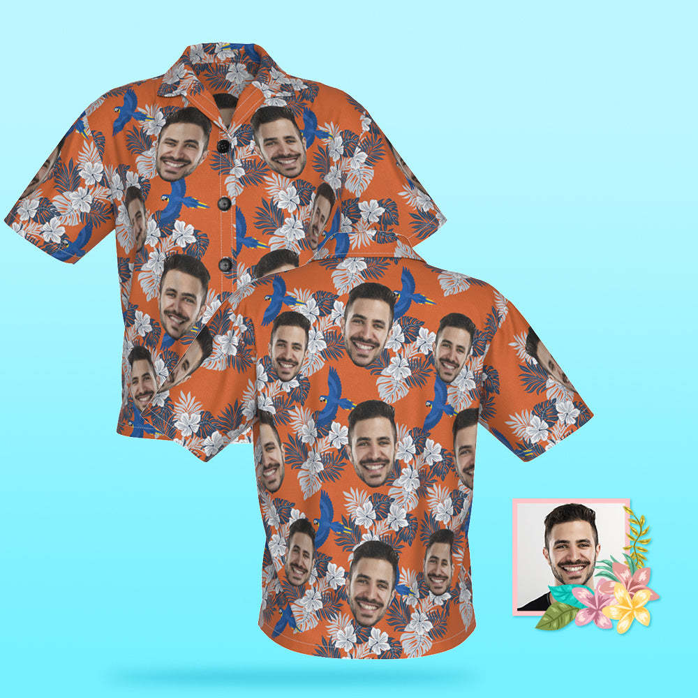 Photo Personnalisée Chemise Hawaïenne Plage Vacances Femmes Populaire Partout Impression Hawaïenne Plage Chemise Vacances Cadeau Oiseau - VisageChaussettes