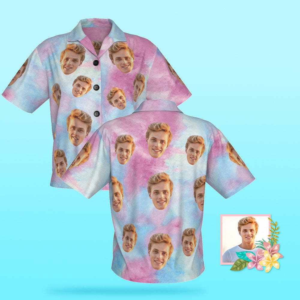 Photo Personnalisée Chemise Hawaïenne Beach Vacation Women's Popular Tie Dye All Over Print Hawaiian Beach Shirt - VisageChaussettes