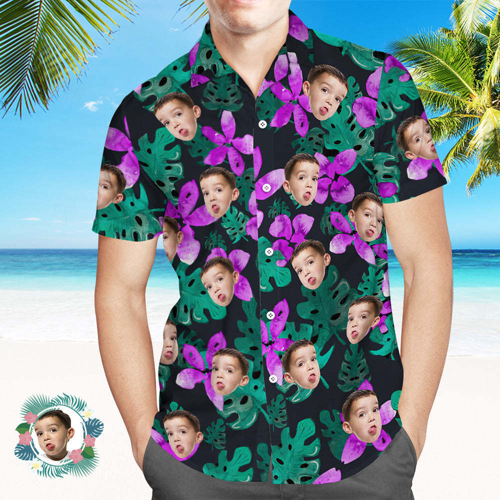 Chemise Hawaïenne Imprimée Sur Tout Le Visage Personnalisé Chemise De Fête Personnalisée - VisageChaussettes