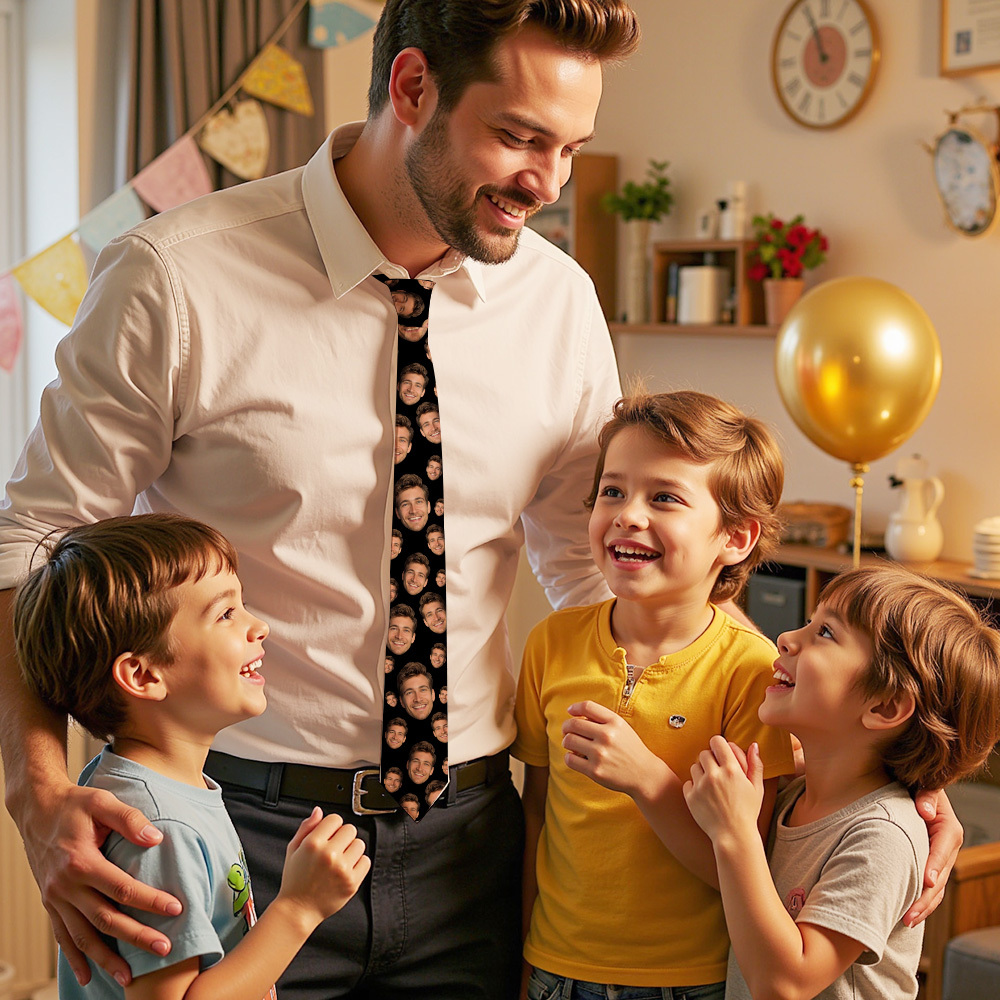 Cravate Photo Personnalisée, Cadeau Amusant Pour Père, Idée Cadeau Pour Papa, Je T'aime - MyFaceSocksFR
