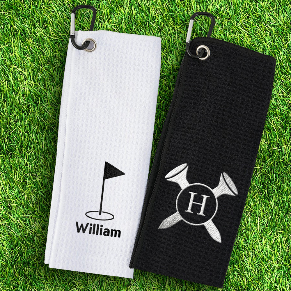 Serviette De Golf Brodée Personnalisée Avec Initiales, Serviette De Sport En Fibre Douce, Cadeau Pour Golfeurs - MyFaceSocksFR