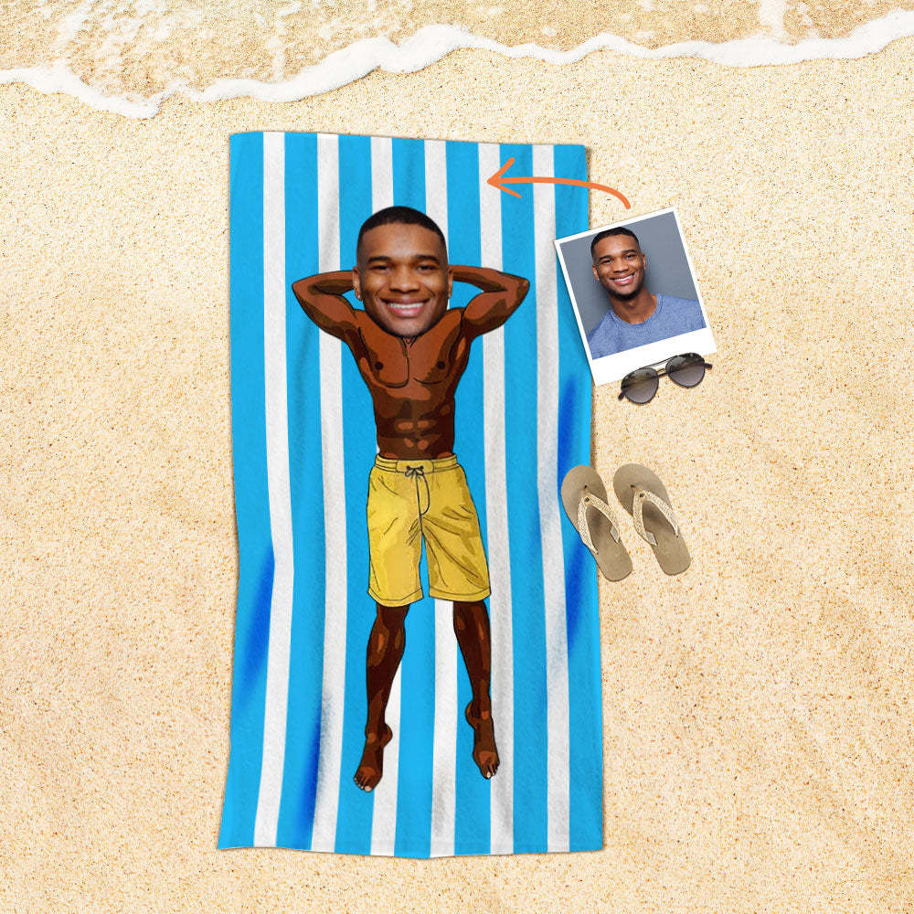 Serviette De Plage Visage Personnalisée Serviette De Plage Sirène Sexy Personnalisée Cadeau Drôle - MyFaceSocksFR