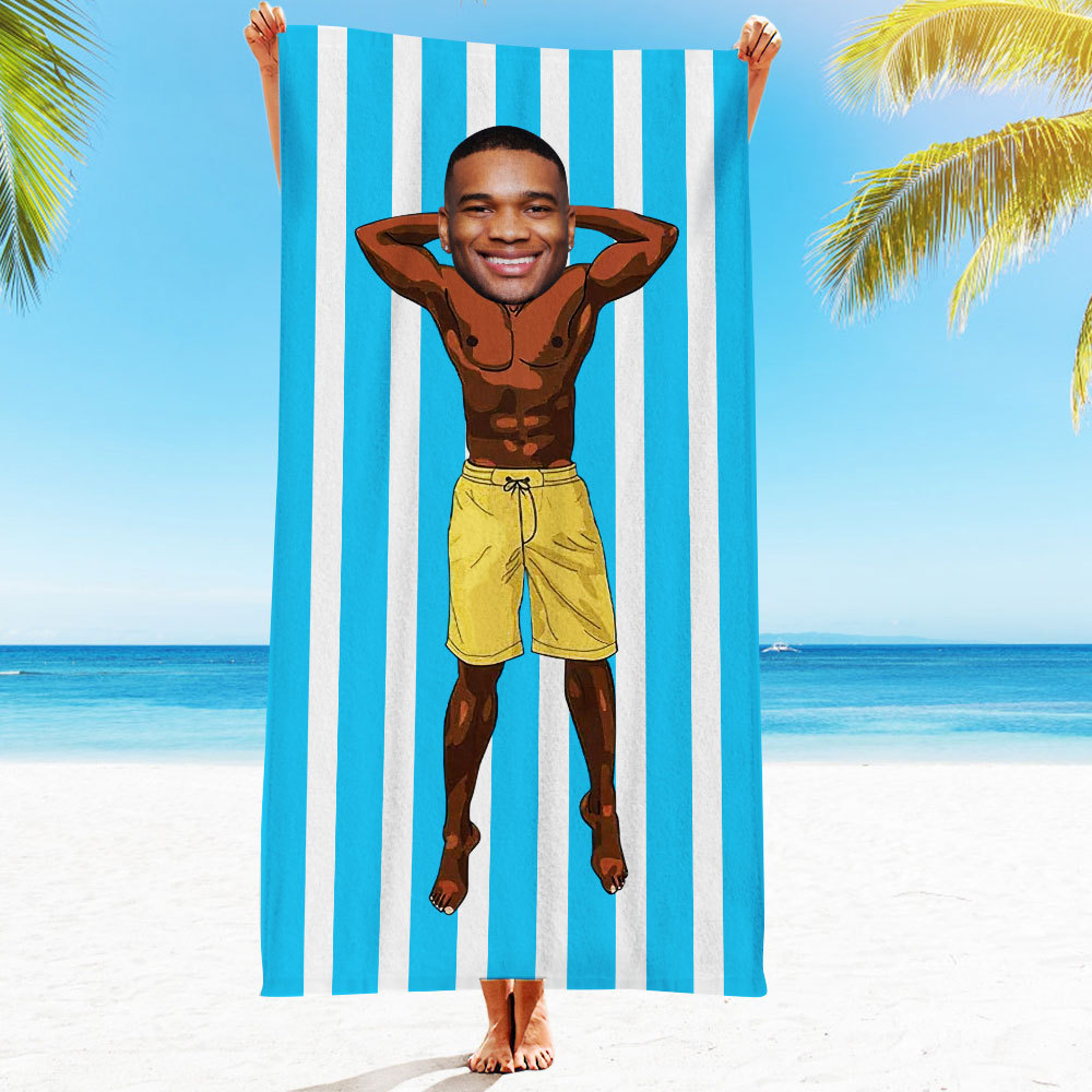 Serviette De Plage Visage Personnalisée Serviette De Plage Sirène Sexy Personnalisée Cadeau Drôle - MyFaceSocksFR