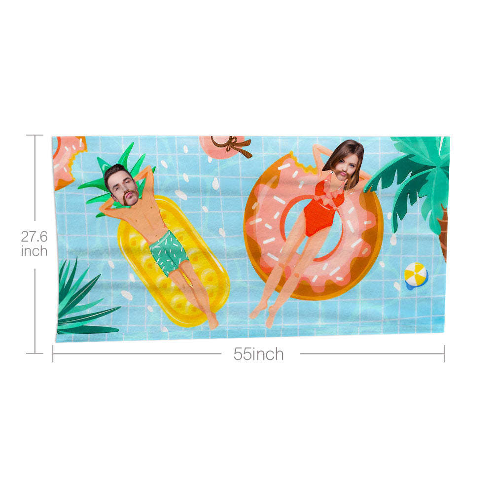Serviette De Plage Visage Personnalisée Serviette De Plage Sirène Sexy Personnalisée Cadeau Drôle - MyFaceSocksFR