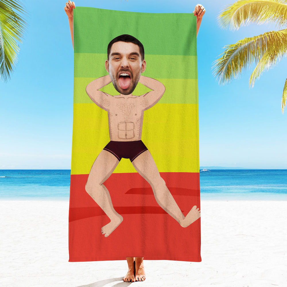 Serviette De Plage Visage Personnalisée Serviette De Plage Sirène Sexy Personnalisée Cadeau Drôle - MyFaceSocksFR