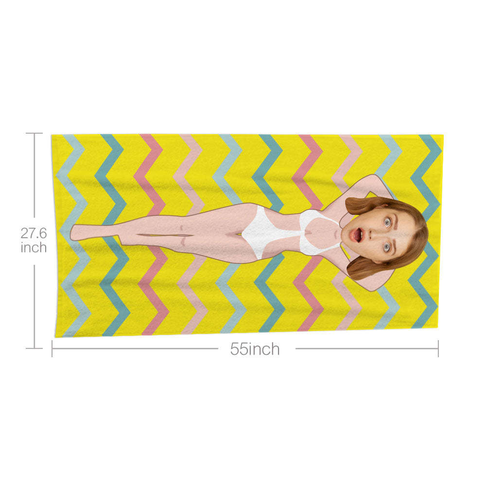 Serviette De Plage Visage Personnalisée Serviette De Plage Sirène Sexy Personnalisée Cadeau Drôle - MyFaceSocksFR