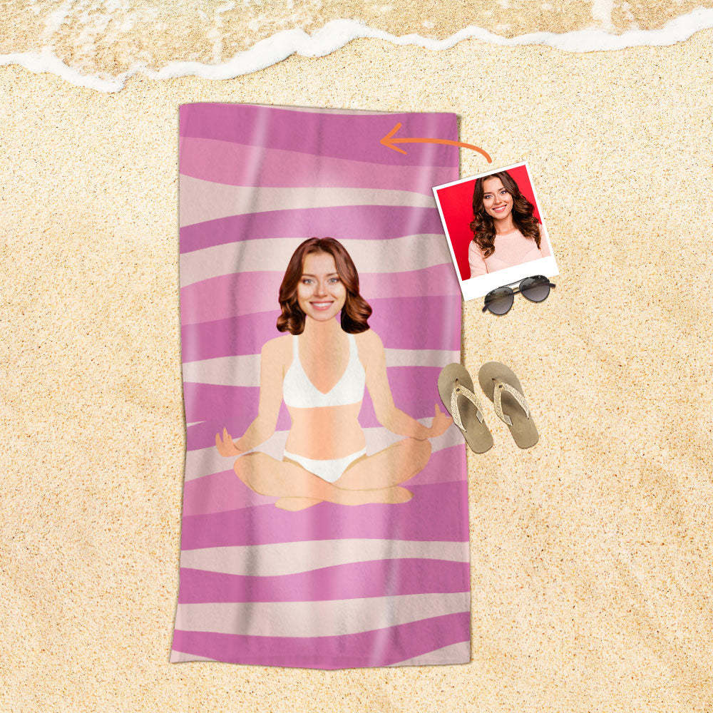 Serviette De Plage Visage Personnalisée Serviette De Plage Sirène Sexy Personnalisée Cadeau Drôle - MyFaceSocksFR
