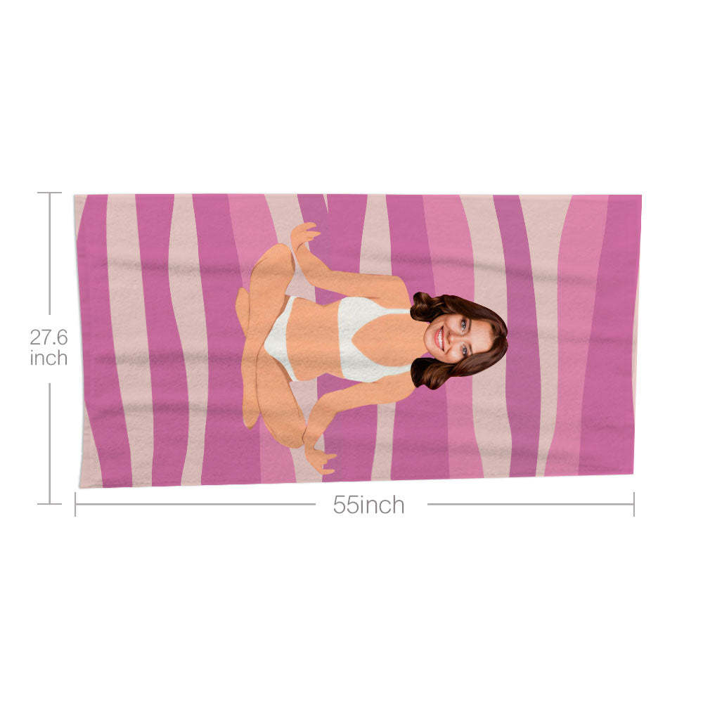 Serviette De Plage Visage Personnalisée Serviette De Plage Sirène Sexy Personnalisée Cadeau Drôle - MyFaceSocksFR