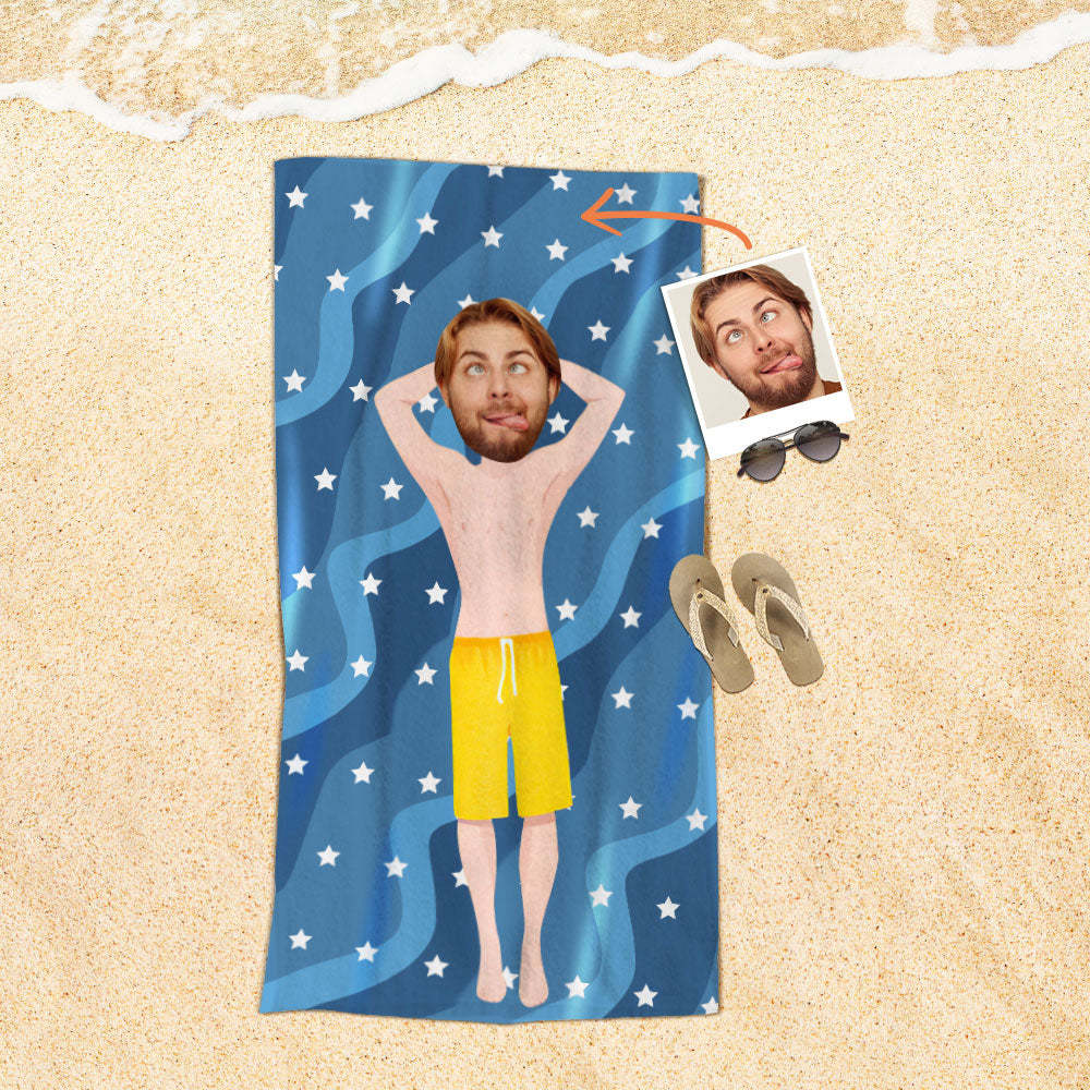 Serviette De Plage Visage Personnalisée Serviette De Plage Sirène Sexy Personnalisée Cadeau Drôle - MyFaceSocksFR