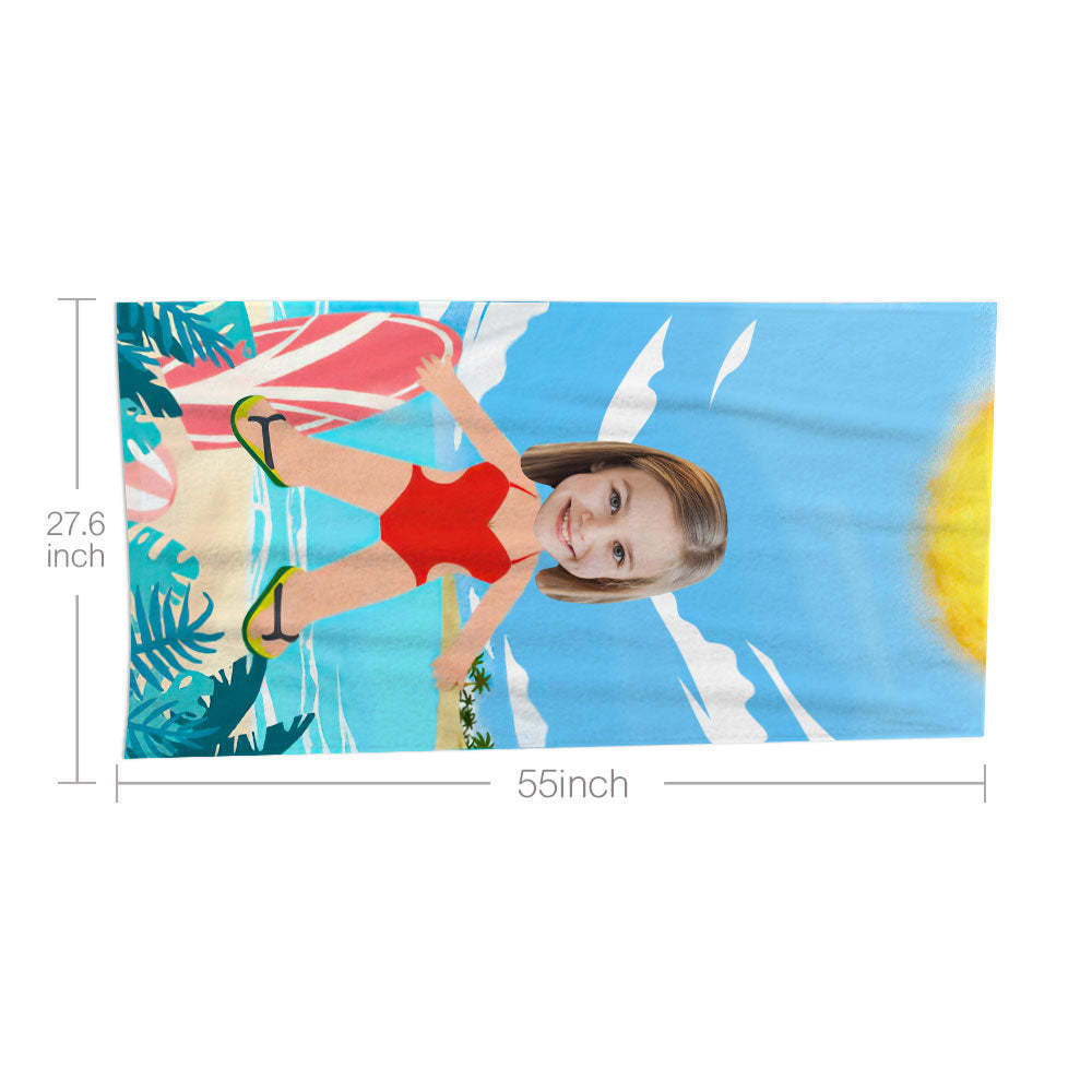 Serviette De Plage Visage Personnalisée Serviette De Plage Sirène Sexy Personnalisée Cadeau Drôle - MyFaceSocksFR