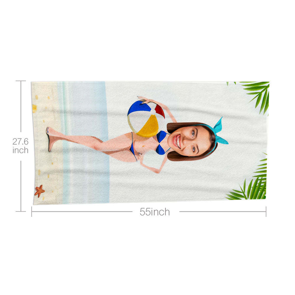 Serviette De Plage Visage Personnalisée Serviette De Plage Sirène Sexy Personnalisée Cadeau Drôle - MyFaceSocksFR