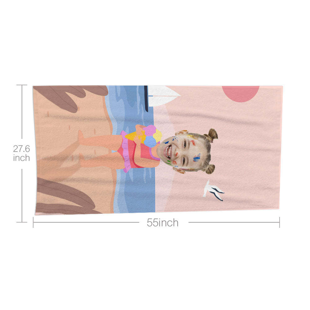 Serviette De Plage Visage Personnalisée Serviette De Plage Sirène Sexy Personnalisée Cadeau Drôle - MyFaceSocksFR