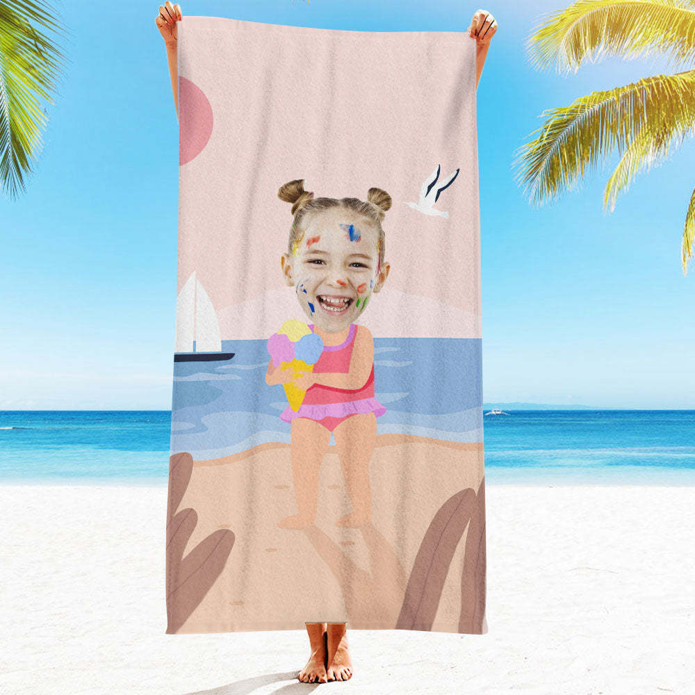 Serviette De Plage Visage Personnalisée Serviette De Plage Sirène Sexy Personnalisée Cadeau Drôle - MyFaceSocksFR