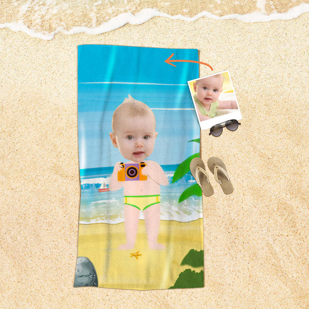Serviette De Plage Visage Personnalisée Serviette De Plage Sirène Sexy Personnalisée Cadeau Drôle - MyFaceSocksFR