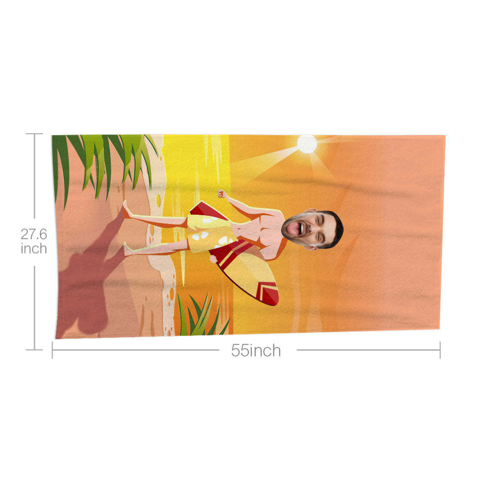 Serviette De Plage Visage Personnalisée Serviette De Plage Sirène Sexy Personnalisée Cadeau Drôle - MyFaceSocksFR