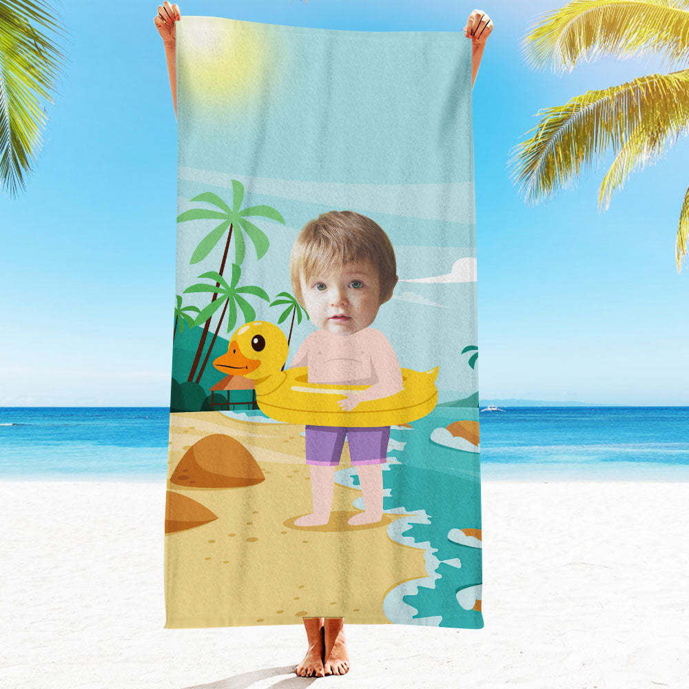 Serviette De Plage Visage Personnalisée Serviette De Plage Sirène Sexy Personnalisée Cadeau Drôle - MyFaceSocksFR