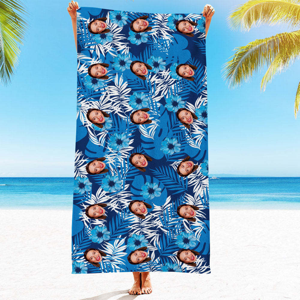Serviette De Plage Personnalisée Pour Le Visage Serviette De Plage De Style Hawaïen Personnalisée Cadeau Drôle Pour Elle - MyFaceSocksFR