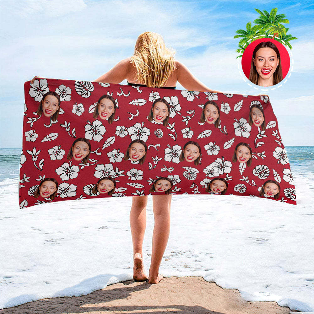 Serviette De Plage Personnalisée Pour Le Visage Serviette De Plage De Style Hawaïen Personnalisée Cadeau Drôle Pour Elle - MyFaceSocksFR