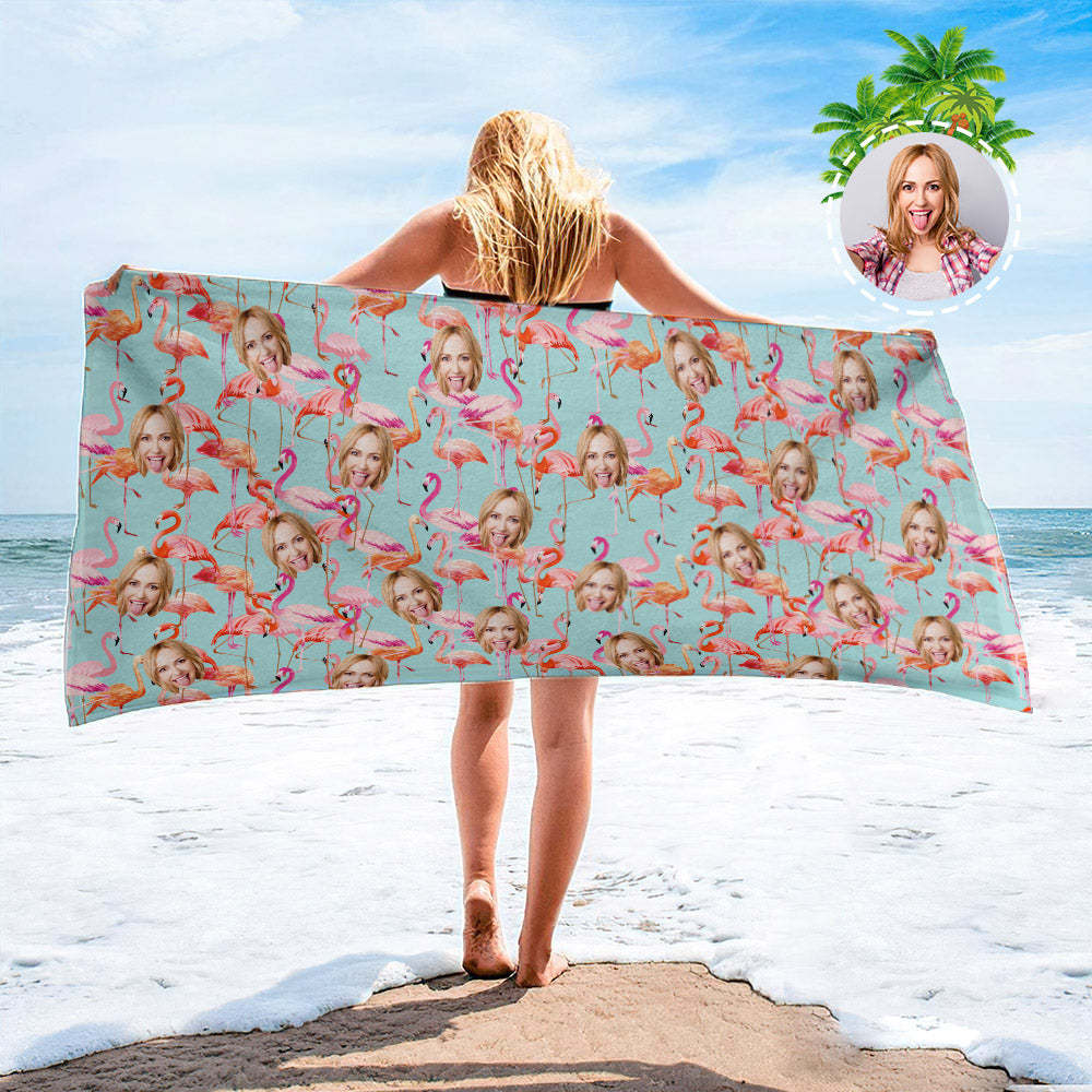 Serviette De Plage Personnalisée Pour Le Visage, Serviette De Plage De Style Hawaïen, Cadeau Amusant - MyFaceSocksFR