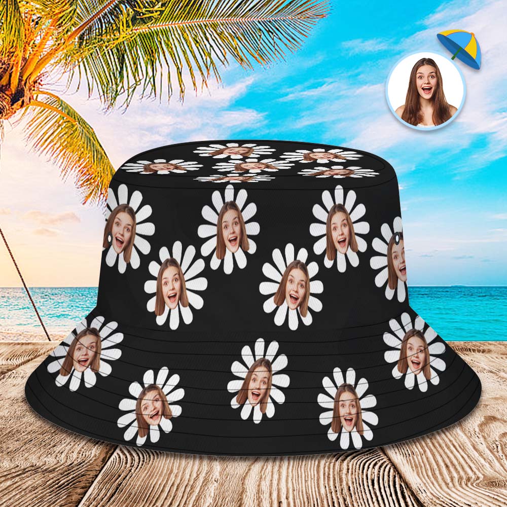 Chapeau De Seau Personnalisé Unisexe Visage Chapeau De Seau Mignon Vert Petit Chapeau De Fleurs